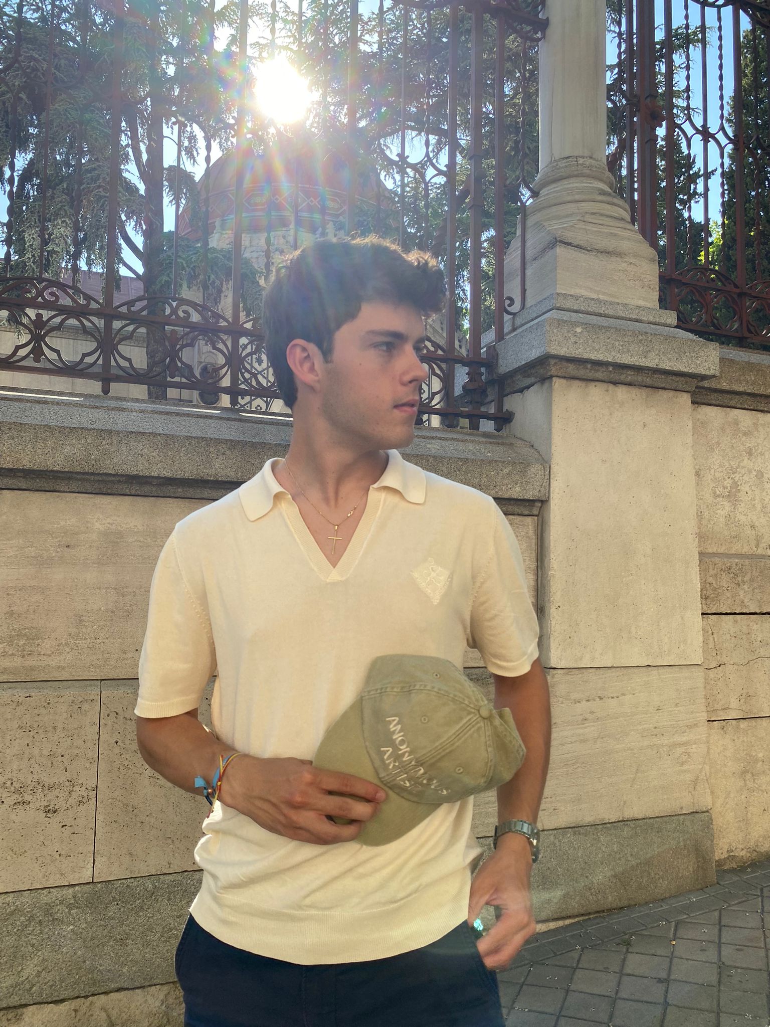 Louise Perrier embroidered cream polo shirt