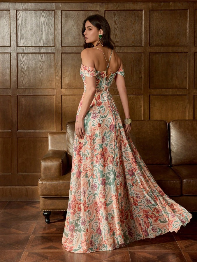 Elizabeth Bennet off-the-shoulder evening gown