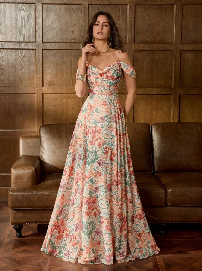 Elizabeth Bennet off-the-shoulder evening gown