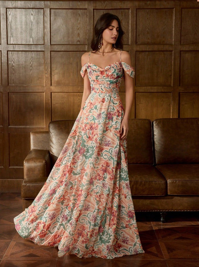 Elizabeth Bennet off-the-shoulder evening gown