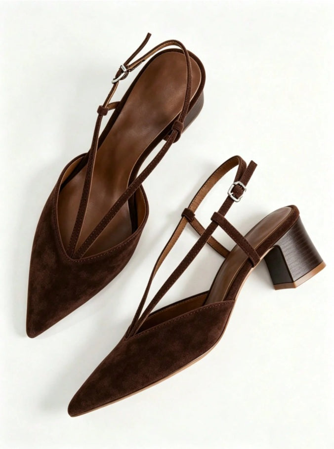 Brownie suede block sculptural heels