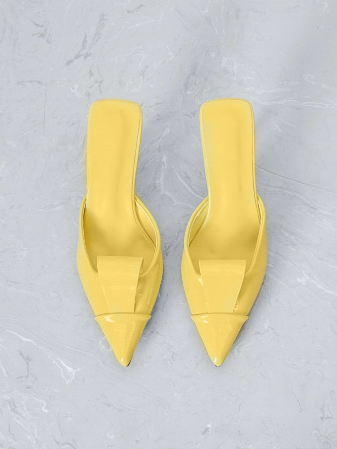 Lemon no-straps sculptural mules