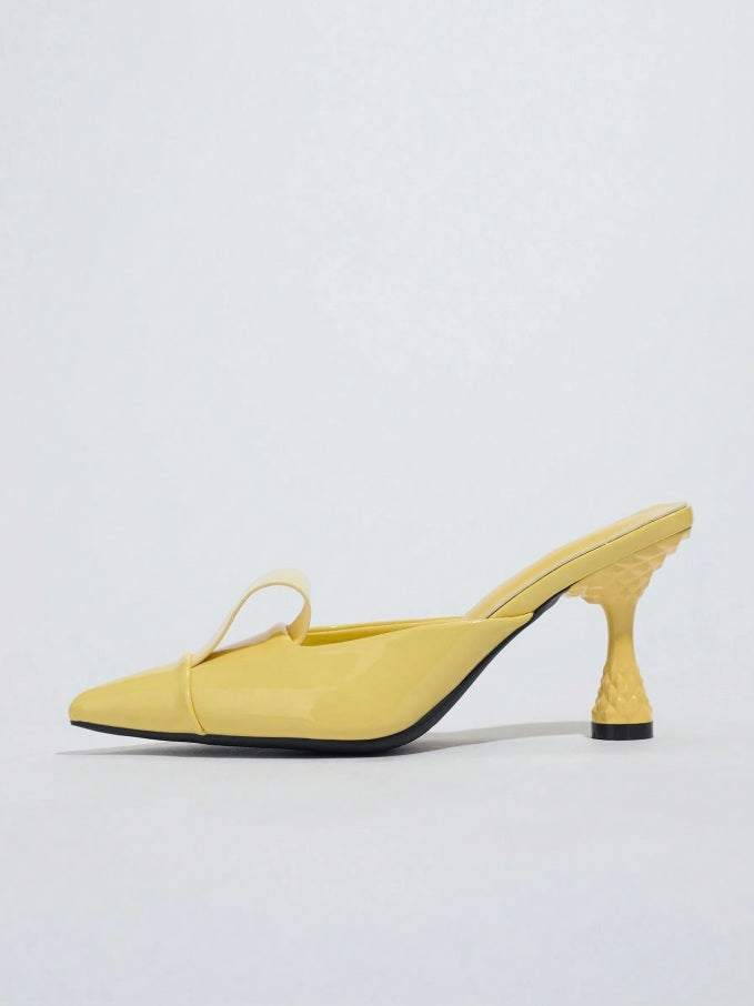 Lemon no-straps sculptural mules