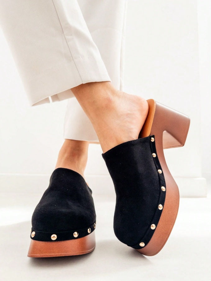 Panther square platform studded clogs
