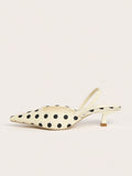 Polka dot box-type instep mules