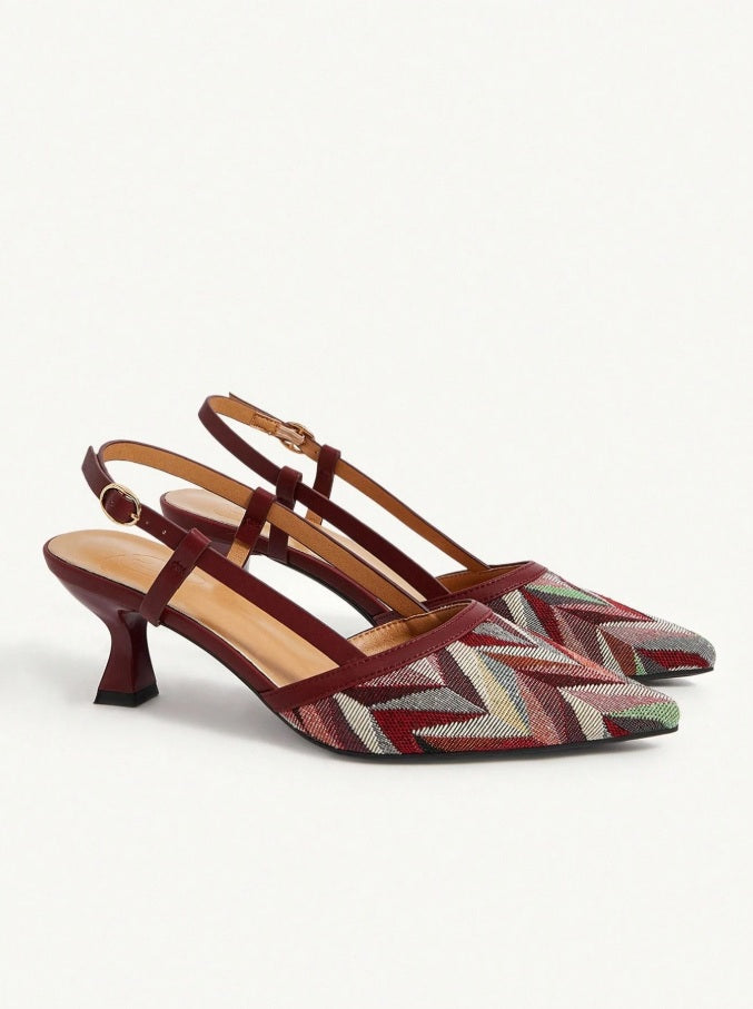 Pomegranate Picasso t-strap geometric print mules