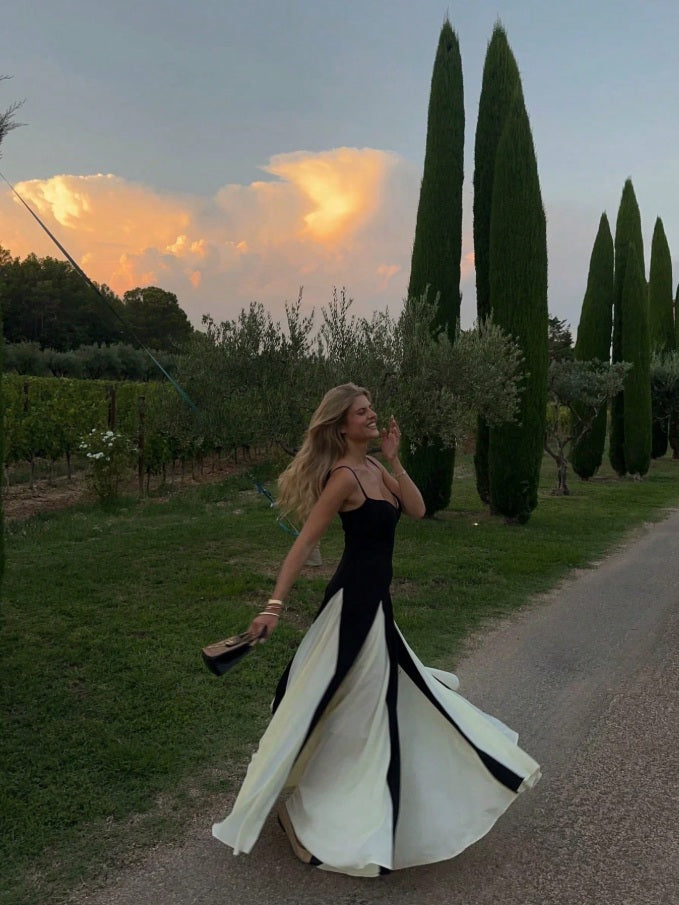 Louise x Lugano two-tone Empire cut Long Dress