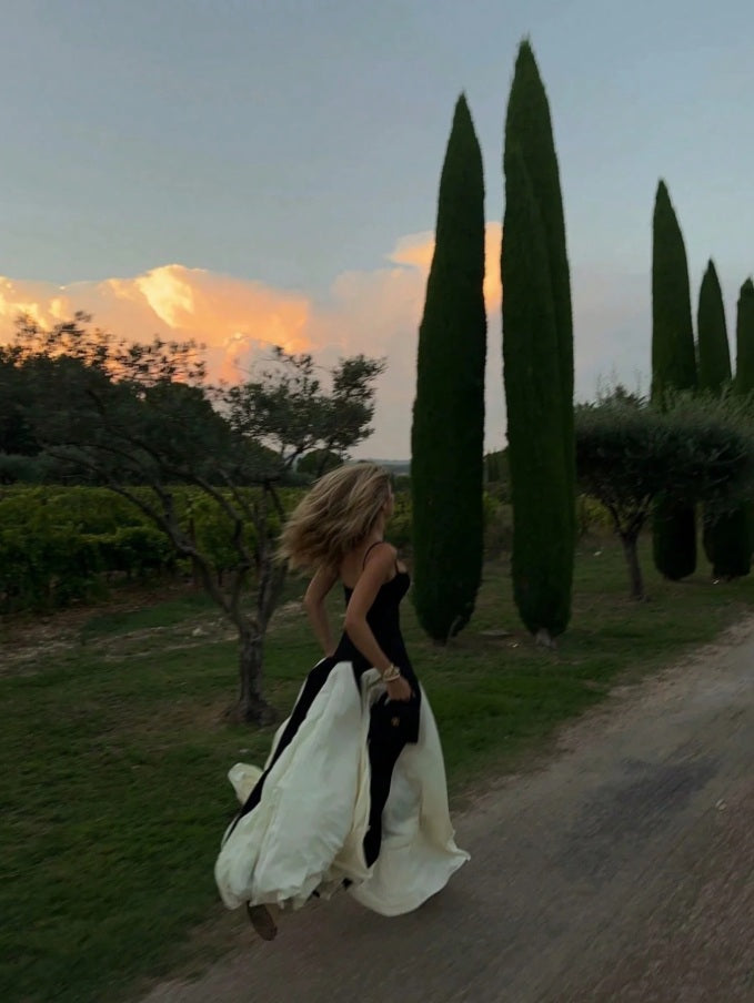 Louise x Lugano two-tone Empire cut Long Dress