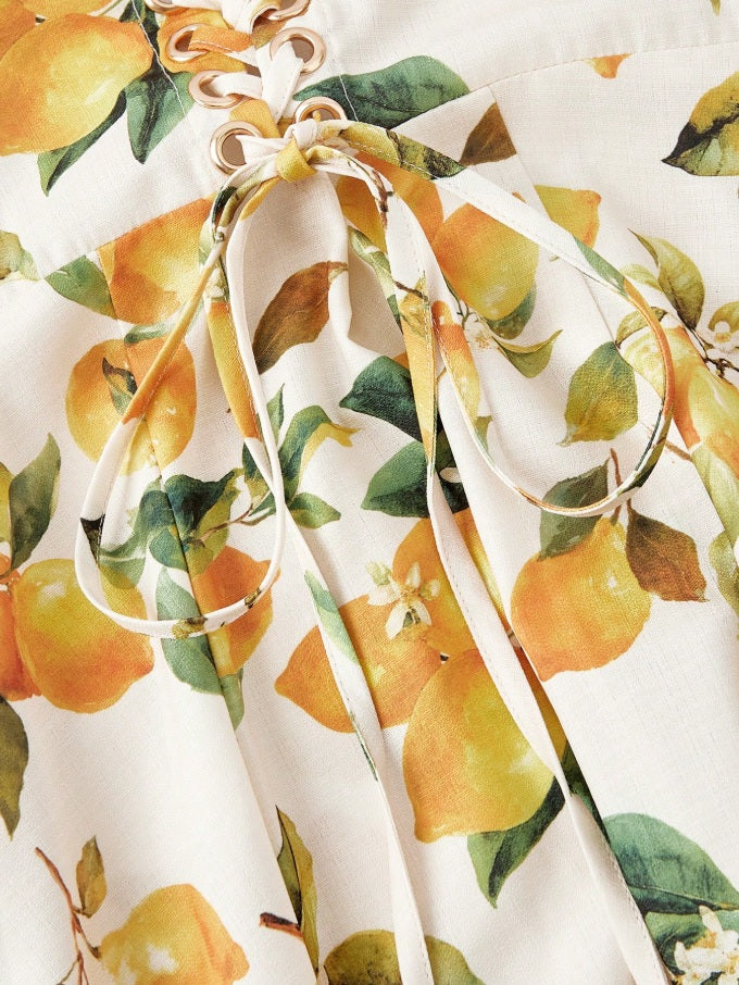 Bouffont long dress with lemon print