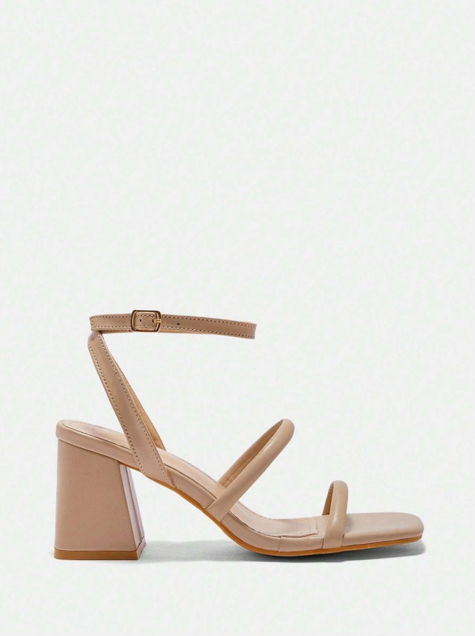 Block heels open ankle sandals