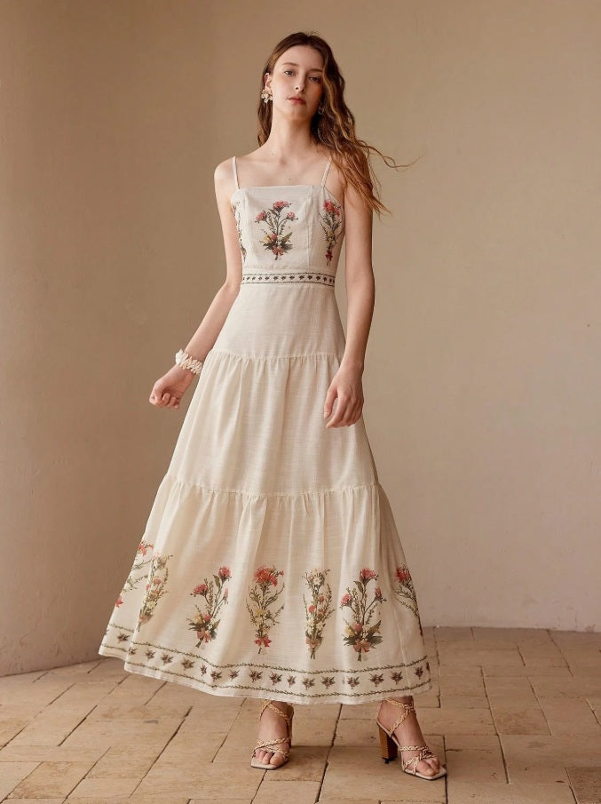 Herculano Botanics high waist apron dress