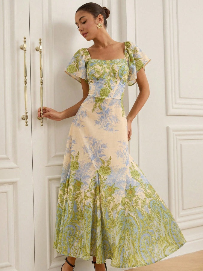 Garden of Eden dress with ruffled sleeves